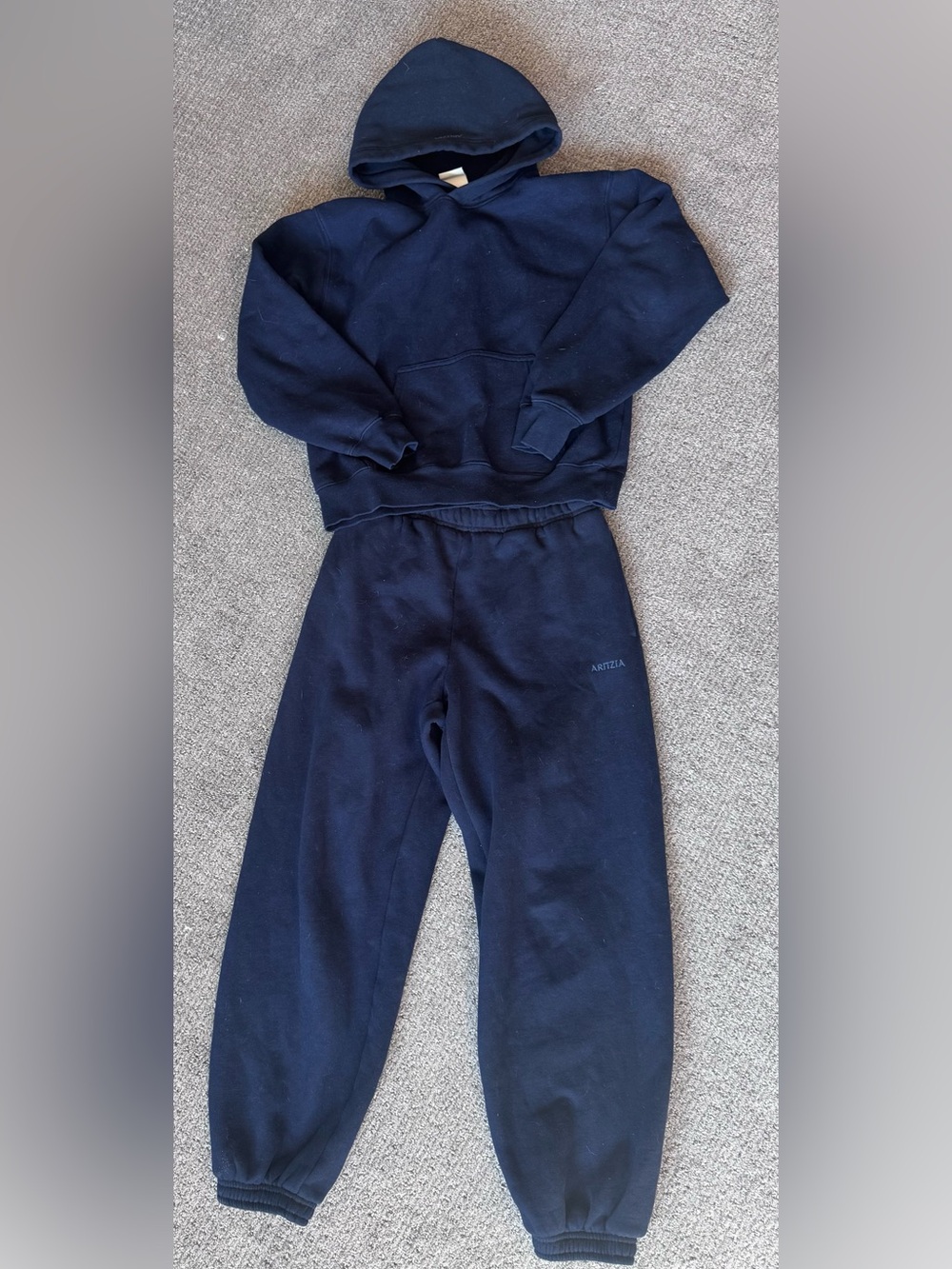 Aritzia Navy Blue Hoodie and Sweatpants Set